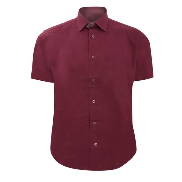 Russell Collection Mens Short Sleeve Easy Care Fitted Shirt / Port - Picture 1 of 2